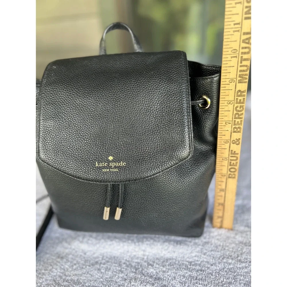 Kate Spade NY Mulberry Street Breezy Black Pebbled Leather Designer Backpack